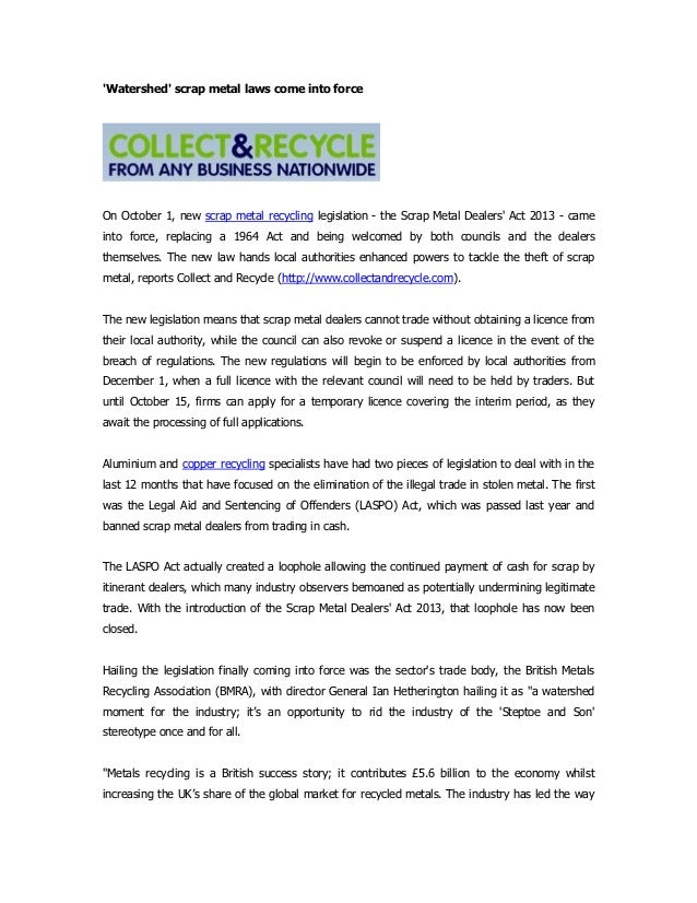 'Watershed' scrap metal laws come into force