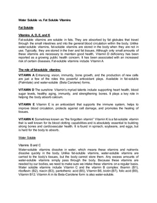 Water soluble vs Fat Soluable | DOCX