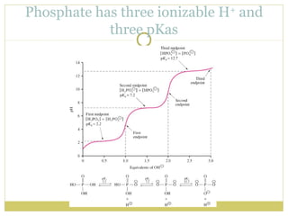 Phosphate has three ionizable H+ and
three pKas

 