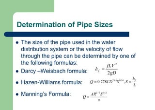 Water supply pipes sizes commercially available are given
in the following table:
Metric
sizes (mm)
10 20 25 30 40 50 60 8...