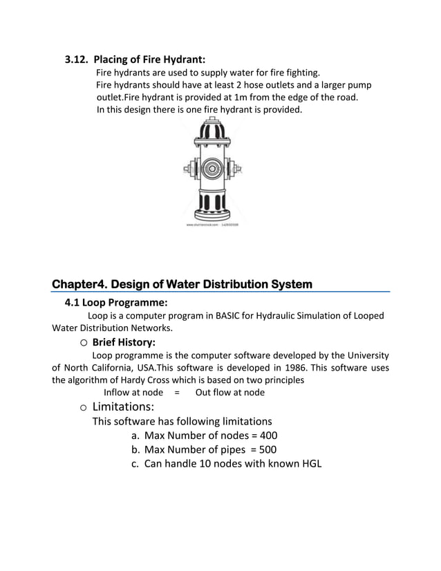 Water distribution system design report PDF