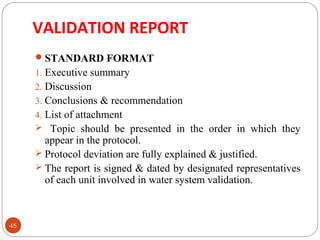 Water system validation