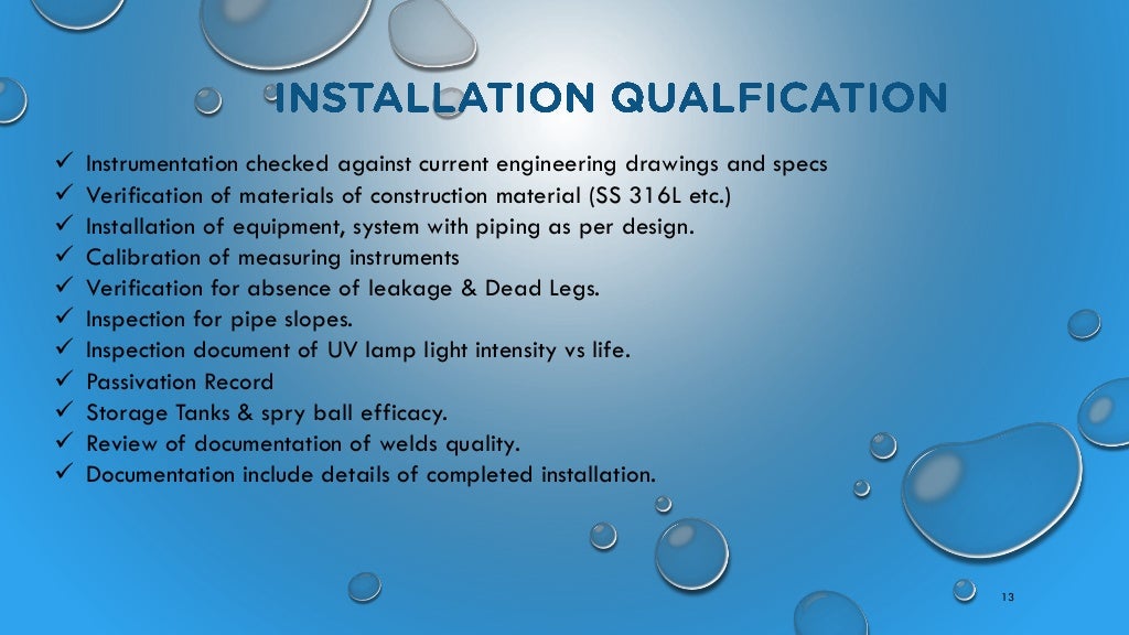 Water system validation.
