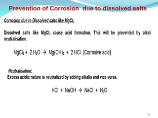 33
Prevention of Corrosion due to dissolved salts
 