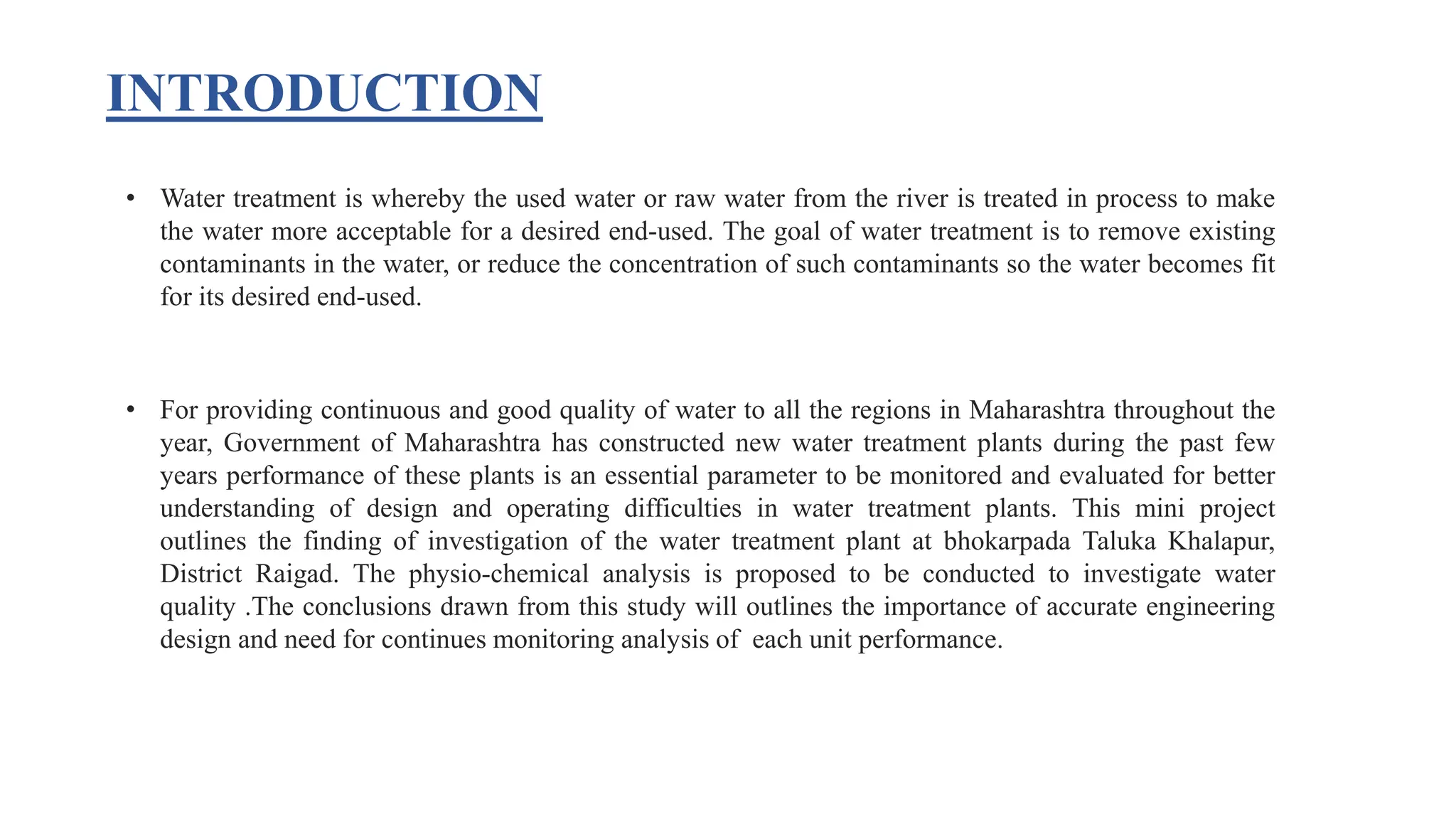 WATER TREATMENT PLANT final ppt for water treatment | PPTX