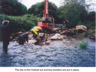 The site is first marked out and key boulders are put in place. 