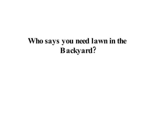 Who says you need lawn in the  Backyard? 