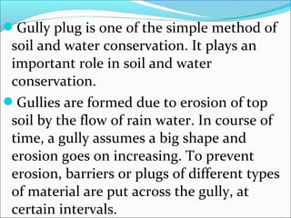 Gully Plug Types Wateshed management | PPT