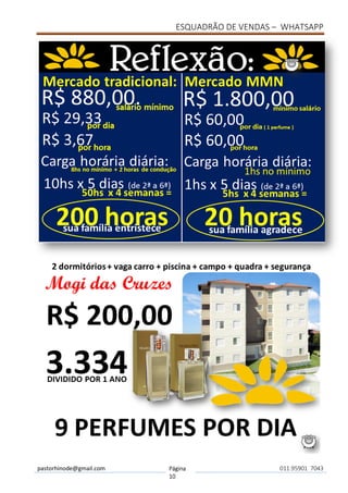 ESQUADRÃO DE VENDAS – WHATSAPP
pastorhinode@gmail.com Página
10
011.95901 7043
 