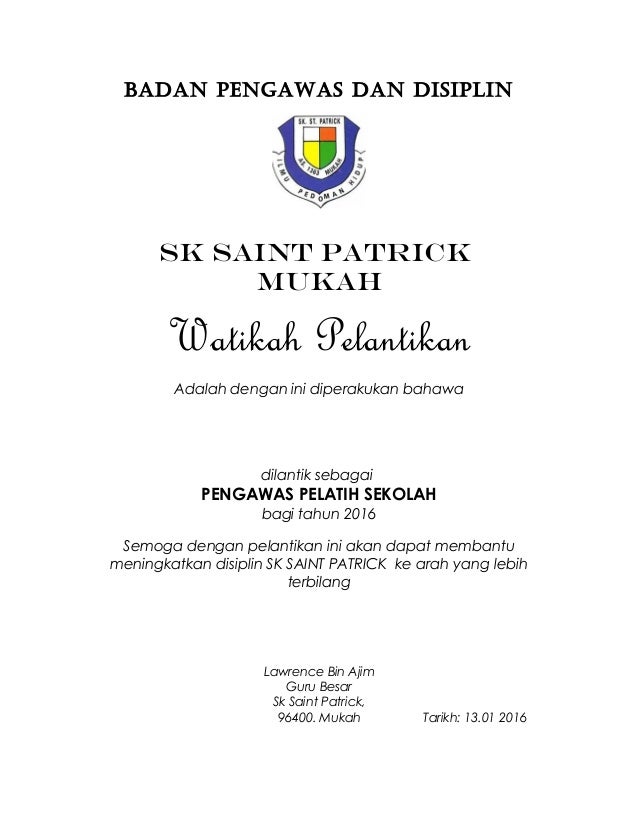 watikah pelantikan in english