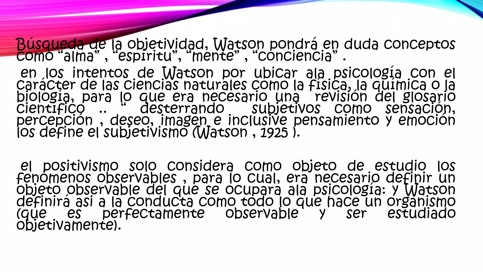 Watson teoria conductista | PPTX