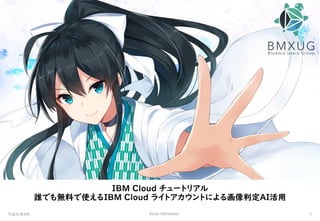 平成31年4月
IBM Cloud チュートリアル
誰でも無料で使えるIBM Cloud ライトアカウントによる画像判定AI活用
1Kohei Nishikawa
 