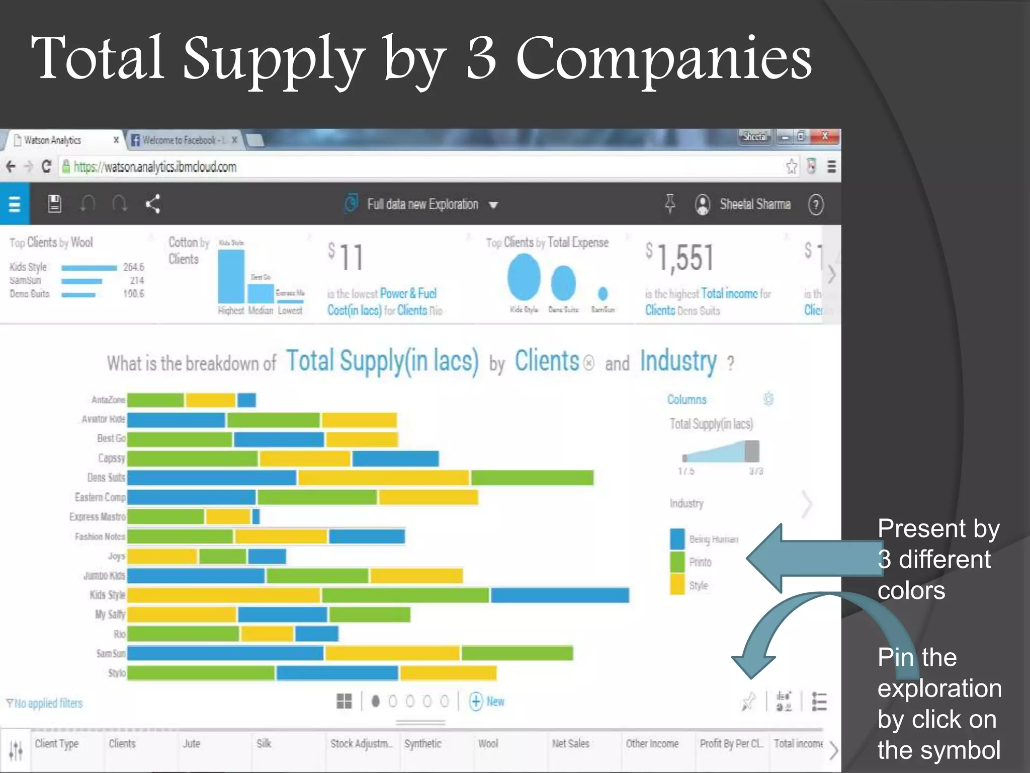 Total Supply by 3 Companies
Present by
3 different
colors
Pin the
exploration
by click on
the symbol
 