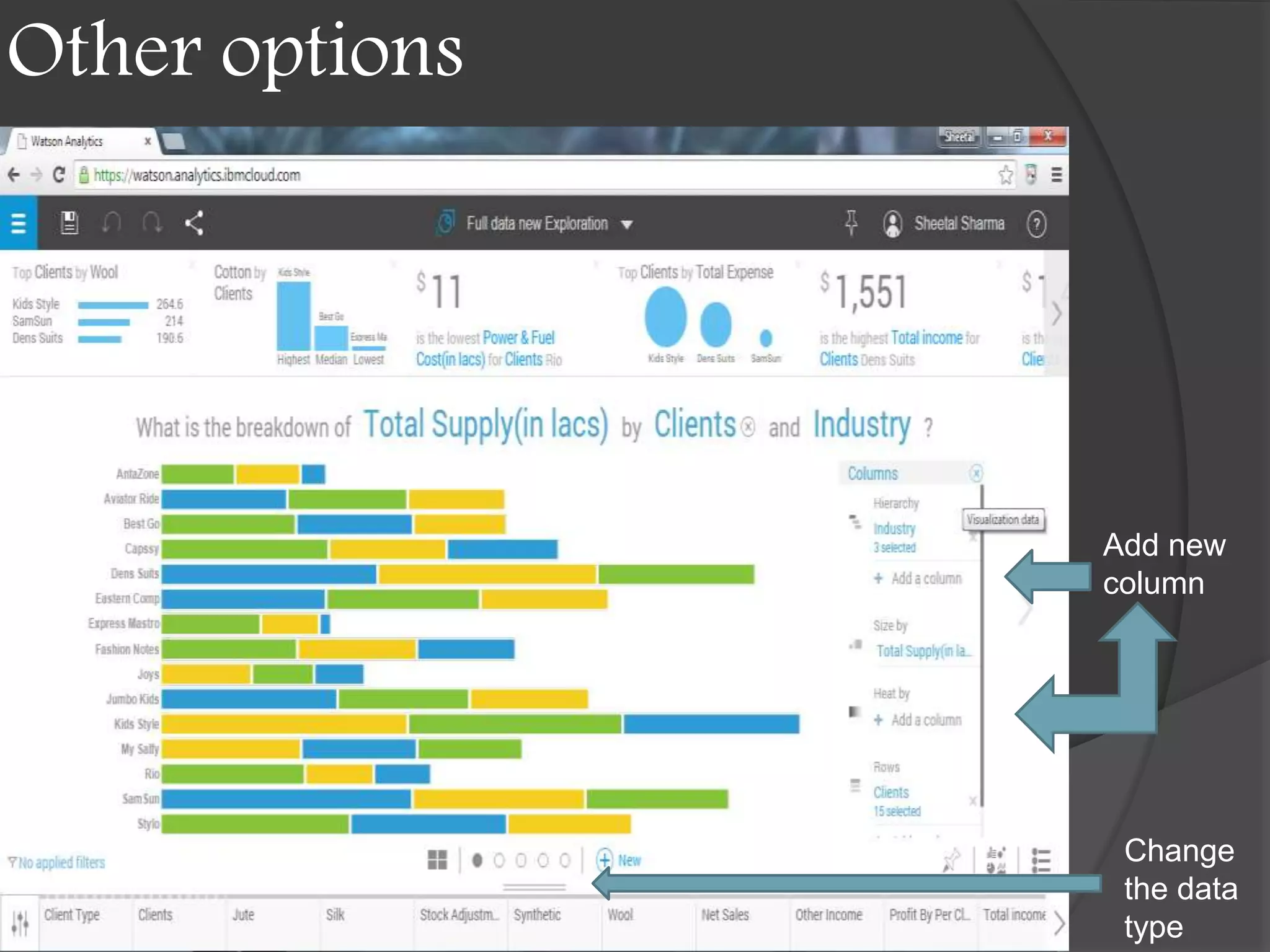 Other options
Add new
column
Change
the data
type
 