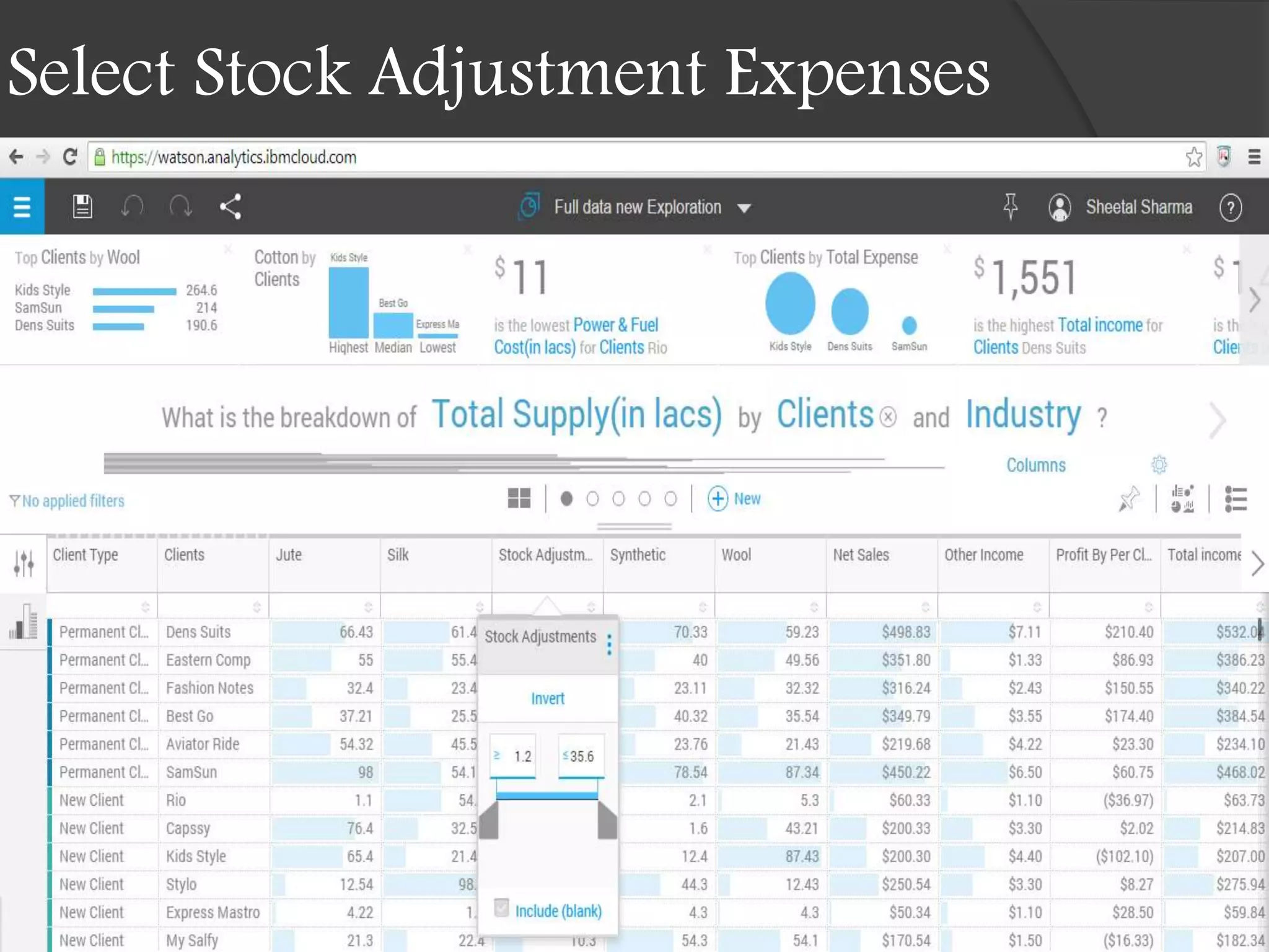 Select Stock Adjustment Expenses
 