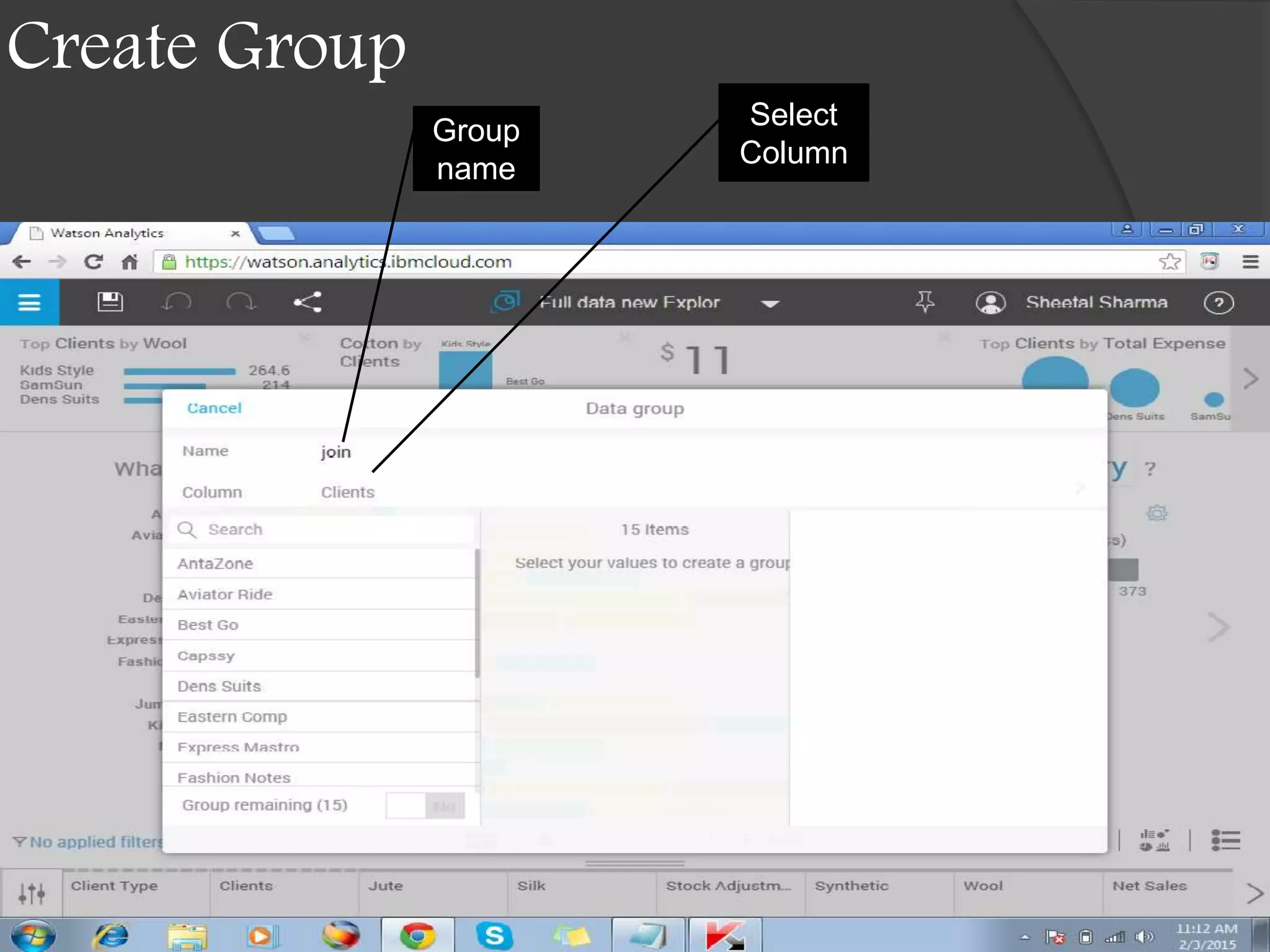 Create Group
Group
name
Select
Column
 