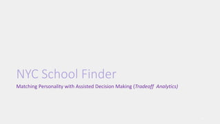 NYC School Finder
Matching Personality with Assisted Decision Making (Tradeoff Analytics)
11
 