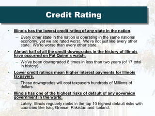 In this year’s ranking Chief Executive Magazine ranked Illinois as the biggest loser over the last 5 years, as we dropped from ranking 17th to 46th in the last five years. 