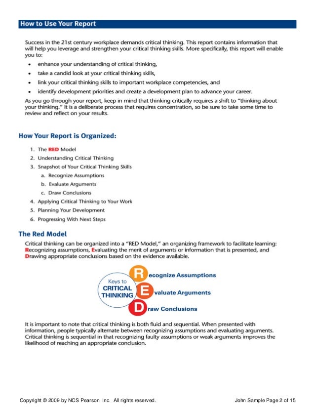 Watson-glaser critical thinking appraisal
