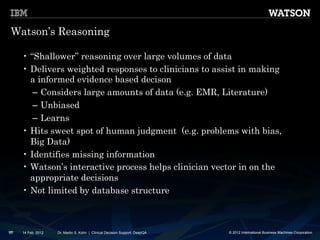 Watson Database IBM Watson in Healthcare | PDF