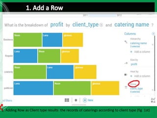 1. Adding Row as Client type results the records of caterings according to client type (fig 1st)
 