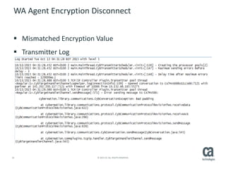 24 © 2015 CA. ALL RIGHTS RESERVED.
WA Agent Encryption Disconnect
 Mismatched Encryption Value
 Transmitter Log
 