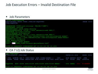 30 © 2015 CA. ALL RIGHTS RESERVED.
Job Execution Errors – Invalid Destination File
 Job Parameters
 CA 7 LQ Job Status
 