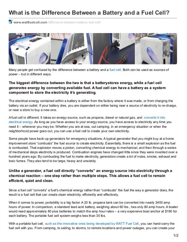 What is the Difference Between a Battery and a Fuel Cell?