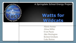 A Springdale School Energy Project Watts for Wildcats Alexis Arenas Alissa Miller Evan Payne Jake Herrington Kristen Grisham Luke Burton 