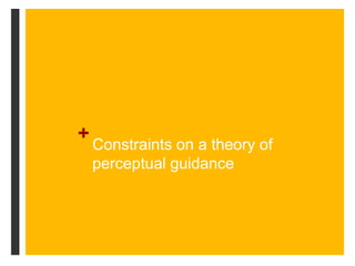 +
Constraints on a theory of
perceptual guidance
 
