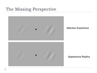 The Missing Perspective

Attention Experience

Appearance Replica

 