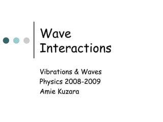 Wave  Interactions Vibrations & Waves Physics 2008-2009 Amie Kuzara 