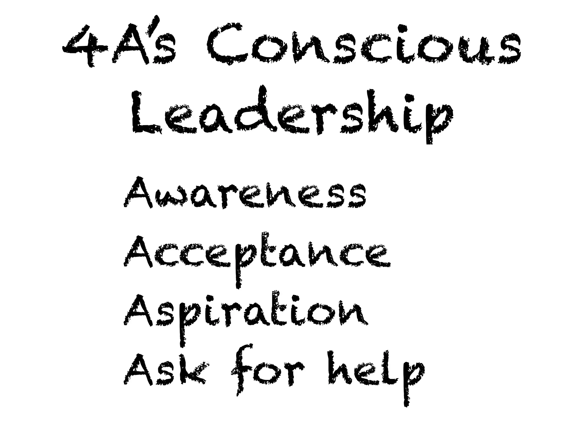 4A’s Conscious
Leadership
Awareness
Acceptance
Aspiration
Ask for help
 