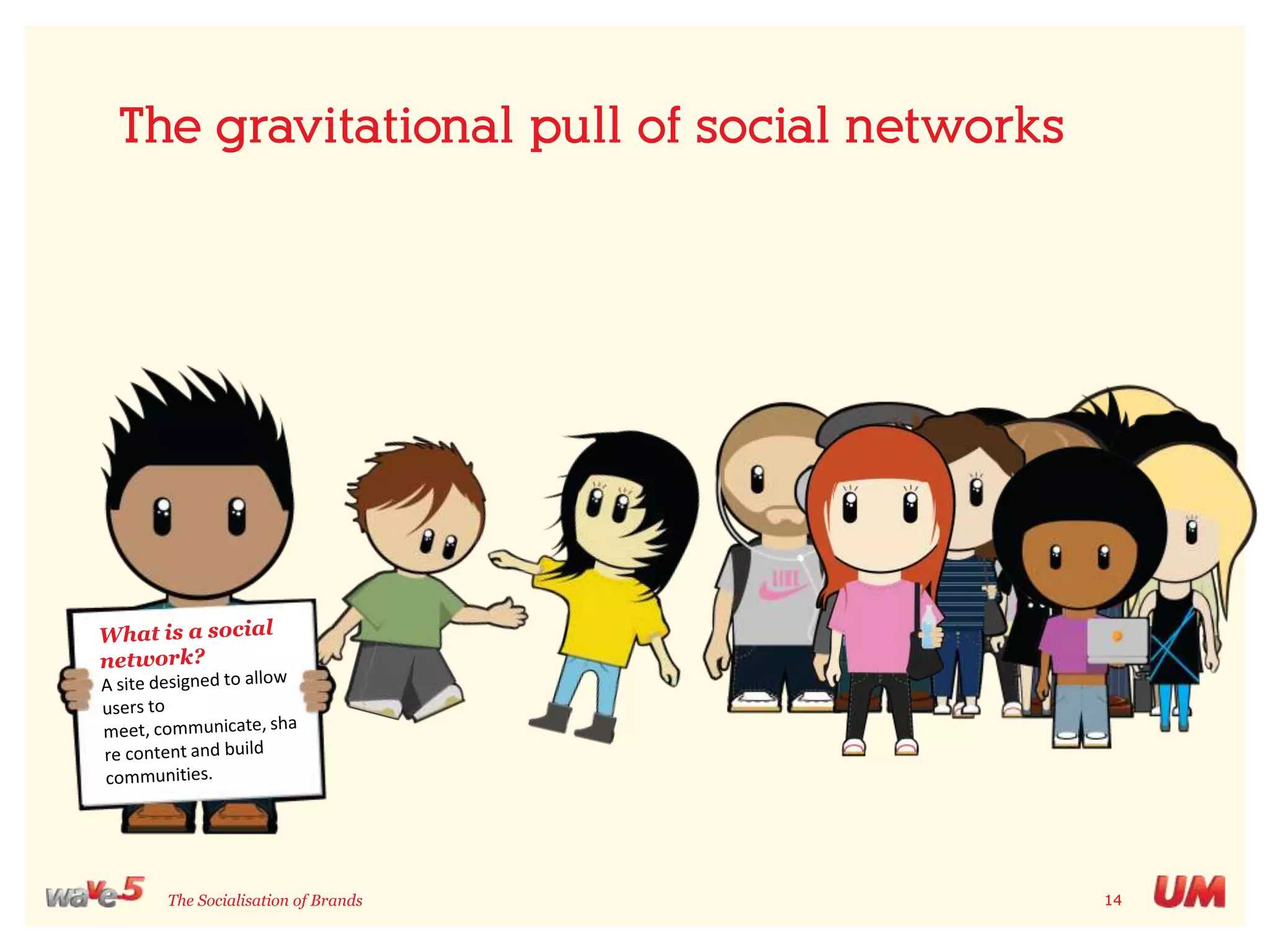 The Socialisation of Brands roadmapUnderstandhow and, more importantly, why people use social mediaMap the social landscape of the category you are operating in and where your consumer fits in that landscapeIdentify the social needs of the consumerIdentify the platformsthat best meet those needs