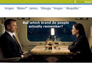 Vesper: "Rolex?" James: "Omega." Vesper:" Beautiful."



            But which brand do people
               actually remember?
 