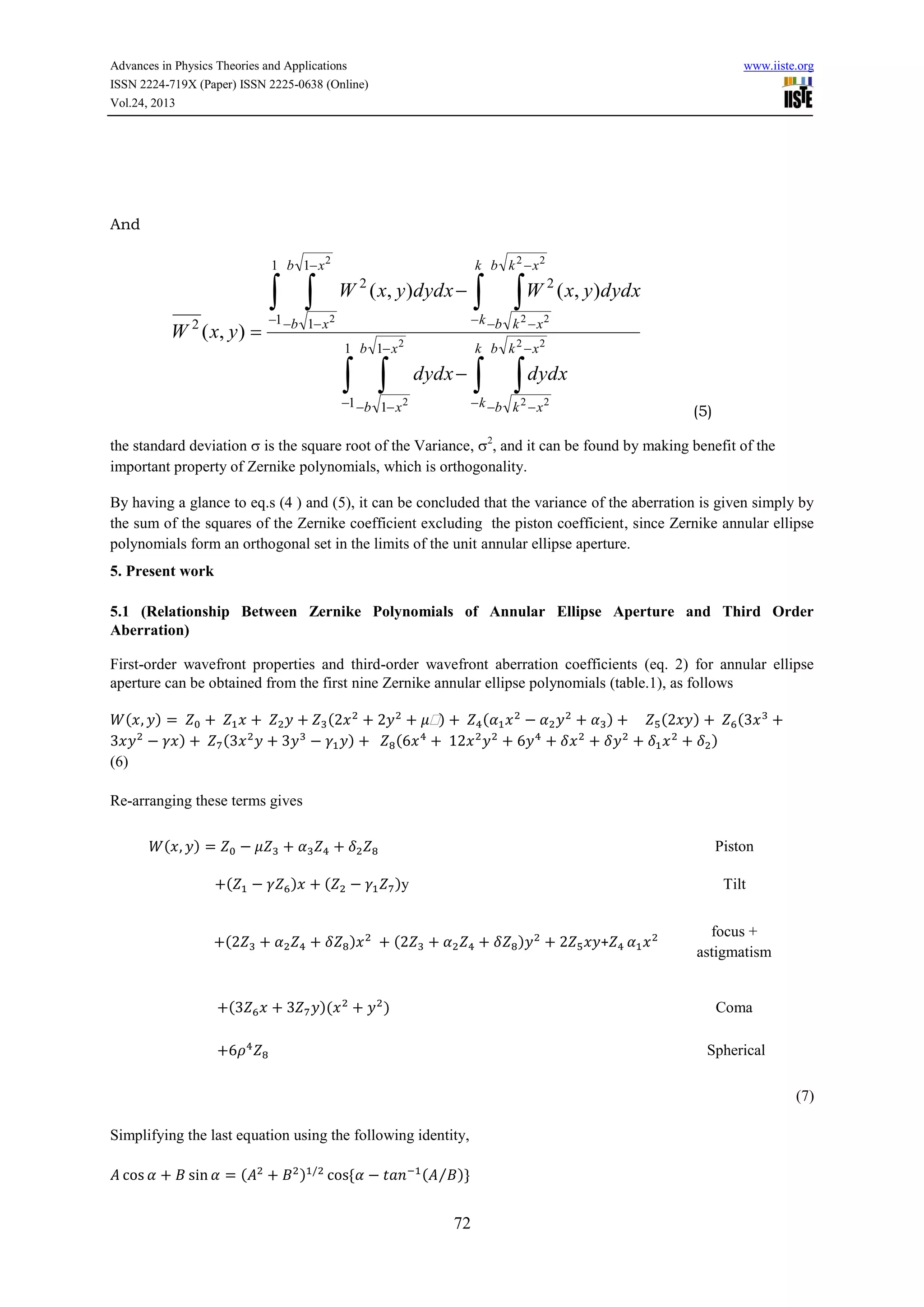 Wavefront analysis for annular ellipse aperture | PDF