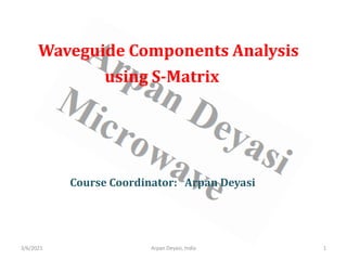 Waveguide Components Analysis
using S-Matrix
Course Coordinator: Arpan Deyasi
3/6/2021 1
Arpan Deyasi, India
 
