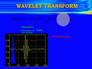 WAVELET TRANSFORM Translation (The location of the window) Scale Window function 