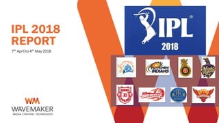 IPL 2018
REPORT
7th April to 4th May 2018
 