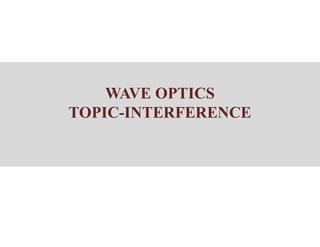 WAVE OPTICS
TOPIC-INTERFERENCE
 