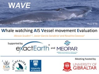 WAVE
Photo © TRI
1 2
Meeting hosted by
Whale watching AIS Vessel movement Evaluation
Alessia Scuderi1,2, Javier García Sanabria1 and RosalineCanessa3
Supported by
and
3
 