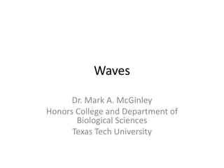 Waves

      Dr. Mark A. McGinley
Honors College and Department of
       Biological Sciences
      Texas Tech University
 