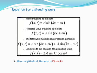 Equation for a standing wave
 Here, amplitude of the wave is 2A sin kx
 