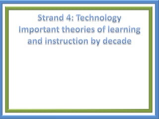 Strand 4: TechnologyImportant theories of learningand instruction by decade
