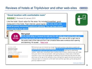 10
Reviews of hotels at TripAdvisor and other web-sites
 