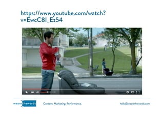 hello@wearethewords.comwearethewords Content. Marketing. Performance.
https://www.youtube.com/watch?
v=EwcC8I_Ez54
 