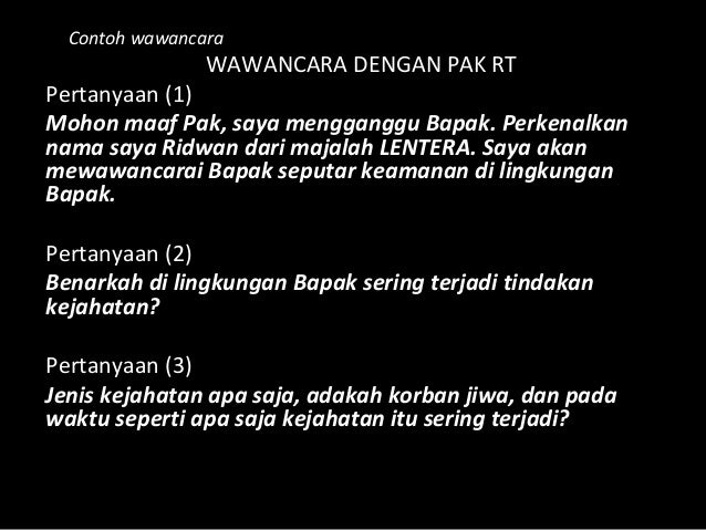 Kumpulan Contoh Pertanyaan Wawancara Rt Terbaru 