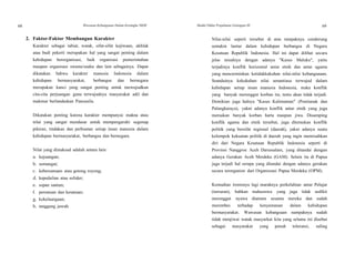 68 Wawasan Kebangsaan Dalam Kerangka NKRI Modul Diklat Prajabatan Golongan III 69
69
2. Faktor-Faktor Membangun Karakter
Karakter sebagai tabiat, watak, sifat-sifat kejiwaan, akhlak
atau budi pekerti merupakan hal yang sangat penting dalam
kehidupan berorganisasi, baik organisasi pemerintahan
maupun organisasi swasta/usaha dan lain sebagainya. Dapat
dikatakan bahwa karakter manusia Indonesia dalam
kehidupan bermasyarakat, berbangsa dan bernegara
merupakan kunci yang sangat penting untuk mewujudkan
cita-cita perjuangan guna terwujudnya masyarakat adil dan
makmur berlandaskan Pancasila.
Dikatakan penting karena karakter mempunyai makna atau
nilai yang sangat mendasar untuk mempengaruhi segenap
pikiran, tindakan dan perbuatan setiap insan manusia dalam
kehidupan bermasyarakat, berbangsa dan bernegara.
Nilai yang dimaksud adalah antara lain:
a. kejuangan;
b. semangat;
c. kebersamaan atau gotong royong;
d. kepedulian atau solider;
e. sopan santun;
f. persatuan dan kesatuan;
g. kekeluargaan;
h. tanggung jawab.
Nilai-nilai seperti tersebut di atas tampaknya cenderung
semakin luntur dalam kehidupan berbangsa di Negara
Kesatuan Republik Indonesia. Hal ini dapat dilihat secara
jelas misalnya dengan adanya "Kasus Maluku", yaitu
terjadinya konflik horizontal antar etnik dan antar agama
yang mencerminkan ketidakkukuhan nilai-nilai kebangsaaan.
Seandainya kekukuhan nilai senantiasa terwujud dalam
kehidupan setiap insan manusia Indonesia, maka konflik
yang banyak merenggut korban itu, tentu akan tidak terjadi.
Demikian juga halnya "Kasus Kalimantan" (Pontianak dan
Palangkaraya), yakni adanya konflik antar etnik yang juga
memakan banyak korban harta maupun jiwa. Disamping
konflik agama dan etnik tersebut, juga ditemukan konflik
politik yang bersifat regional (daerah), yakni adanya suatu
kelompok kekuatan politik di daerah yang ingin memisahkan
diri dari Negara Kesatuan Republik Indonesia seperti di
Provinsi Nanggroe Aceh Darussalam, yang ditandai dengan
adanya Gerakan Aceh Merdeka (GAM). Selain itu di Papua
juga terjadi hal serupa yang ditandai dengan adanya gerakan
secara terorganisir dari Organissasi Papua Merdeka (OPM).
Kemudian ironisnya lagi maraknya perkelahian antar Pelajar
(tawuran), bahkan mahasiswa yang juga tidak sedikit
merenggut nyawa diantara sesama mereka dan sudah
merembes terhadap kenyamanan dalam kehidupan
bermasyarakat. Wawasan kebangsaan nampaknya sudah
tidak menjiwai watak masyarkat kita yang selama ini disebut
sebagai masyarakat yang penuh toleransi, saling
 