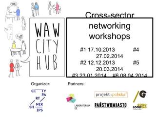 Cross-sector
networking
workshops
#1 17.10.2013 #4
27.02.2014
#2 12.12.2013 #5
20.03.2014
#3 23.01.2014 #6 08.04.2014
Organizer: Partners:
 