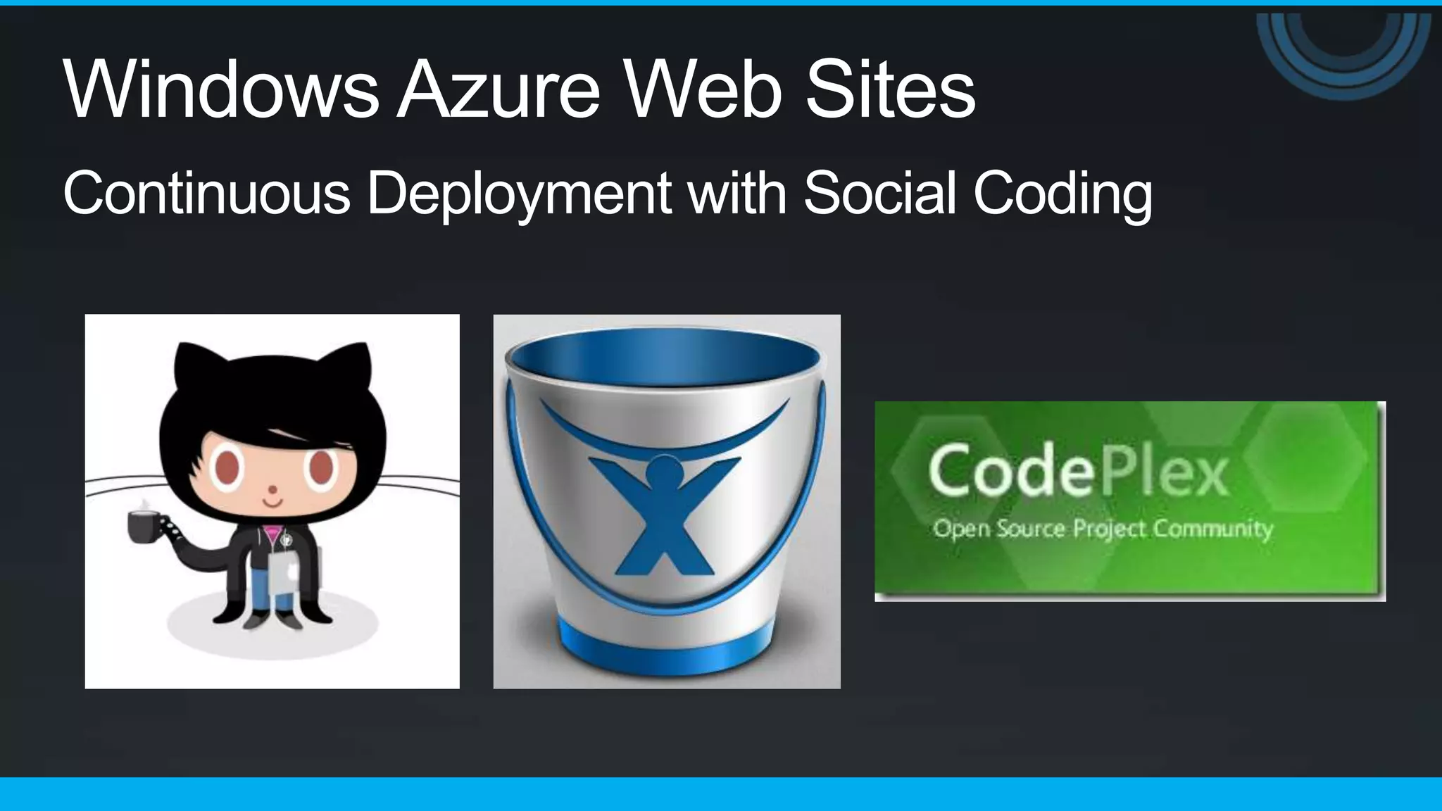 Windows Azure Web Sites
Continuous Deployment with Social Coding
 